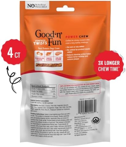 GOOD 'N' FUN SteakSational Twist High Protein Treat for Large Dog, 4 Count