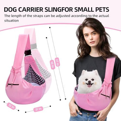 Adjustable Dog Sling Carrier with Pocket, Puppy Carrier for Small Dog & Cat