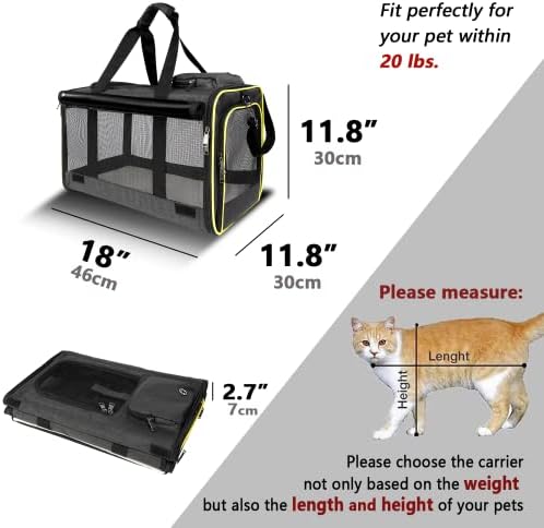 GAPZER Cat Carrier for Large Cats 20 lbs+ Soft Pet Kennel Bag for Small Dog