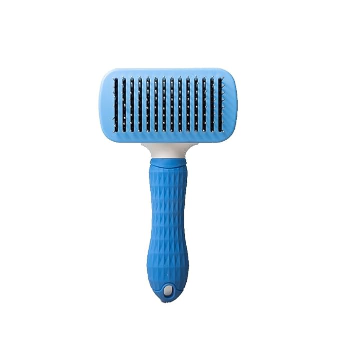 Self Cleaning Slicker Brush, Dog Cat Bunny Pet Grooming Shedding Brush，Deshedding Pet Supplies Accessories (Blue) (Blue)