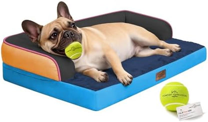 Comfort Expression Washable Dog Bed with Bolster for Medium to Large Dogs