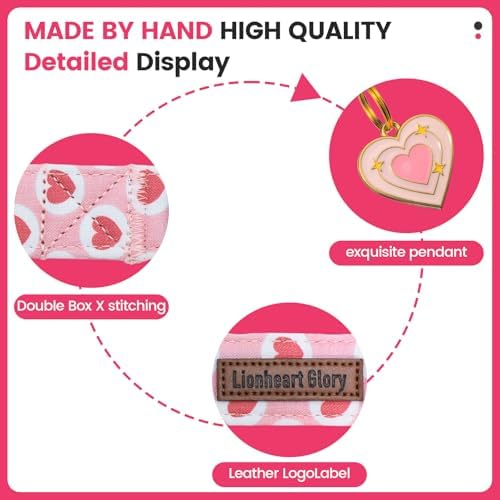 Lionheart glory Valentine's Day Dog Collar - Pink Heart Dog Collar Adjustable Soft for Large Girl Boy Dogs Spring Party Holiday Pet Collars