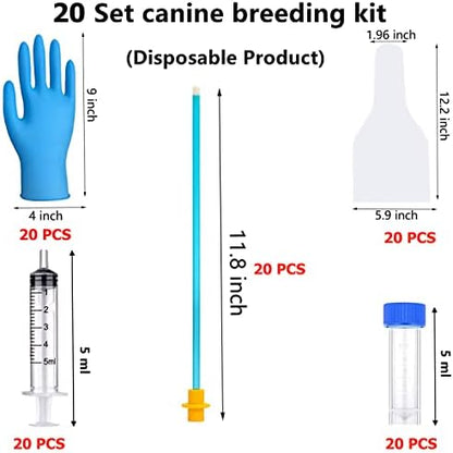 20 Set AI Artificial Insemination Dog Breeding Kit, Canine Breeding Kit, Dog Insemination Breeder Kit, Disposable Canine Artificial Insemination, Canine Breeding Supplies (11.8 inch) M