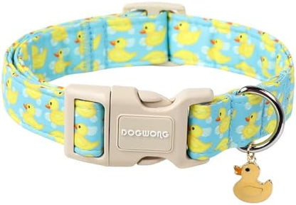 DOGWONG Duck Cotton Dog Collar, Summer Cute Dog Collar Durable Soft Beachy Pet Dog Collars Puppy Necklace for Small Medium Large Dogs