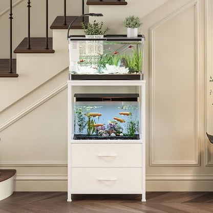 10 Gallon Aquarium Stand with 2 Drawers, White