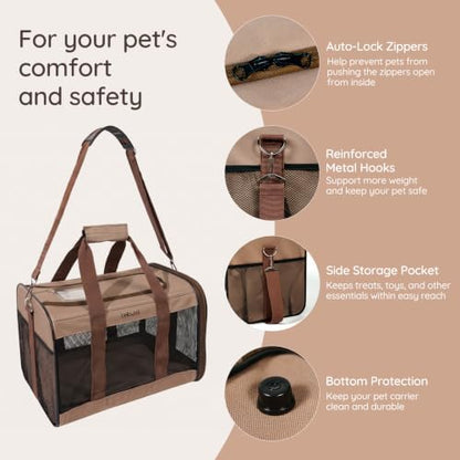 BELLA & PAL Cat Carrier Travel Bag, Airline Approved Soft-Sided Cat Carrier