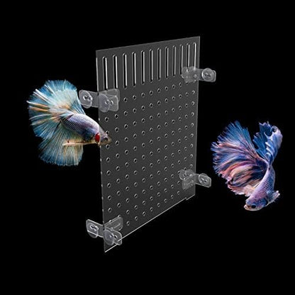 Fish Tank Divider Aquarium Acrylic Isolation Grid Board Divider with Suction Cups Accessories Transparent Plate Baffle Blocking Fish Partition Net Freshwater Ornament 25x30cm/9.84x11.81in