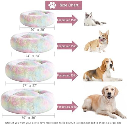 WNPETHOME Large Round Calming Dog Bed Cat Bed for Comfy Sleep