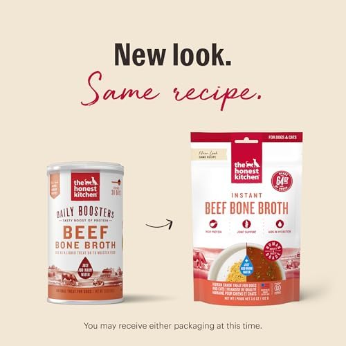 The Honest Kitchen Human Grade Daily Boosts Instant Beef Bone Broth with Turmeric for Dogs 3.6 Ounces