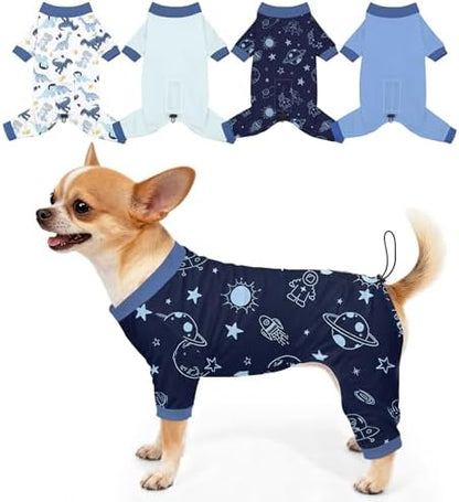 Bienbee Dog Pajamas, 4 Pack Adjustable Onesies for Small to Large Dogs S