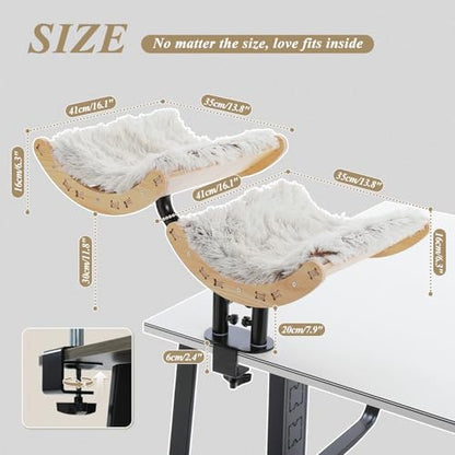 PEQULTI Desk Cat Bed for 2 Cats, 2-Tier 360° Rotating Cat Hammock, Beige