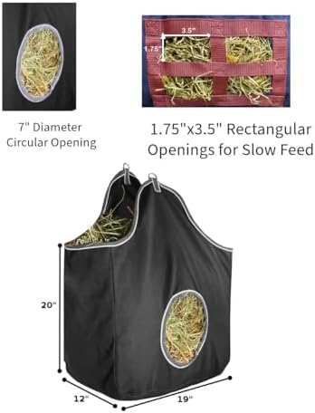 Derby Originals Large 24 OZ Canvas Horse Hay Bag 2 Sided Combo Design X Wide Gusset and 6 Month Warranty
