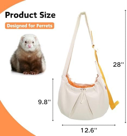 Ferret Sling Carrier, Front Backpack for Ferret Rabbit Puppy Kitten (Beige)