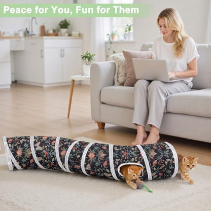 Glittme S-Shape Cat Tunnel, Foldable Cat Tunnels for Indoor Cats