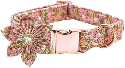 Dog Collar - St. Patrick's Day Dog Collar with Flower for Dogs Flowers Adjustable Dog Collar Girl Pet Gift Dog Collar for Medium Small Large Dogs