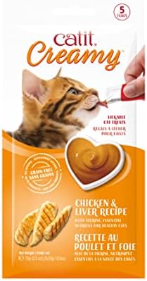 Catit Creamy Lickable Cat Treat, Chicken & Liver, 5 Pack
