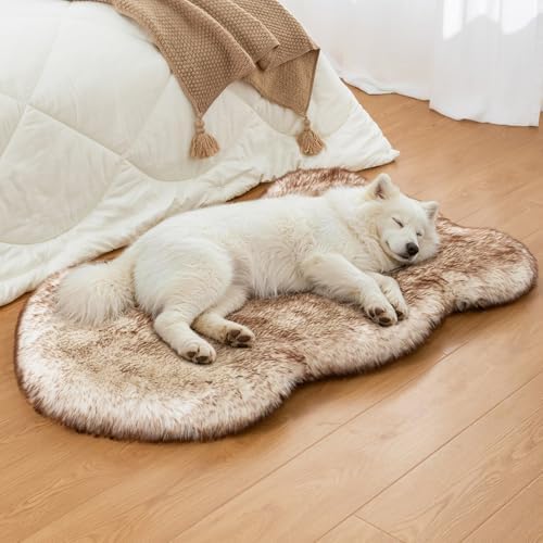Dog Bed Rug Medium Size, Faux Fur Orthopedic Thick Foam 40"x24"x3"