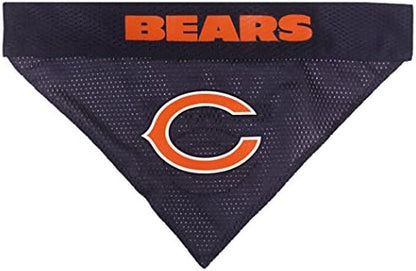 NFL DOG BANDANA - CHICAGO BEARS REVERSIBLE PET BANDANA. 2 Sided Sports Bandana with a PREMIUM Embroidery TEAM LOGO, Large/X-Large. - 2 Sizes & 32 NFL Teams available