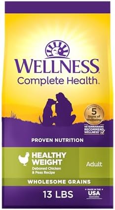 Wellness Complete Health Healthy Weight Adult Dry Dog Food, Wholesome Grain Kibble, Chicken and Peas Recipe, 13 lb Bag