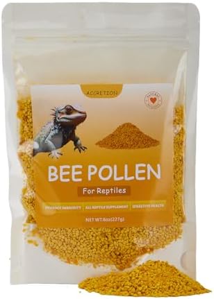 Accretion Bee Pollen for Bearded Dragons, 8oz (Granules), Natural Reptile Supplement for Lizards, Geckos, Turtles, Digestive and Immune Health Support, Easy to Feed