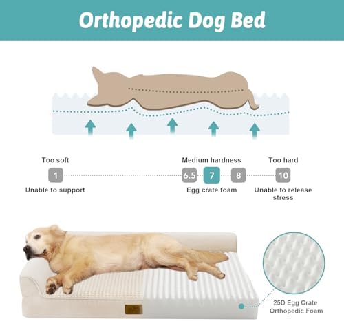 COZY KISS Orthopedic Dog Bed for Extra Large Dogs, L Shaped XXL 48x35 inch