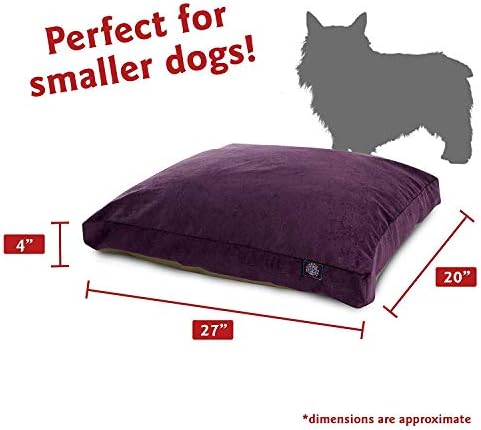 Majestic Pet Rectangular Dog Bed, Small, 27x20x4 in, Washable, Purple