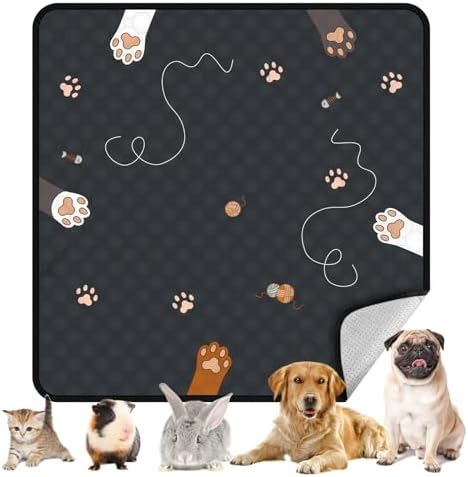 Guinea Pig Cage Liner Washable, 72in x 72in Ultra-Absorbent Guinea Pig Bedding for Cage Non-Slip Leak-Proof Pee Pads for Dogs Rabbit Bunny Cat Litter Mat, Black