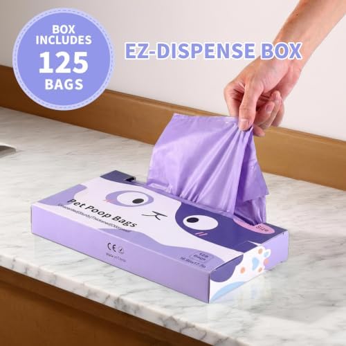 125 Pack Large Dog Poop Bags for A&H Swivel Bin Pooper Scooper Purple