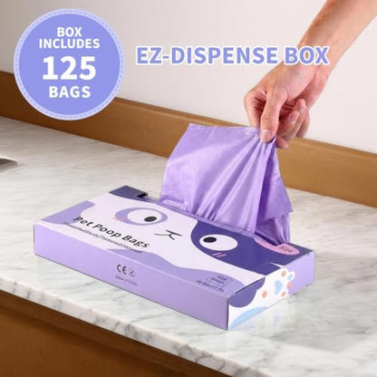 125 Pack Large Dog Poop Bags for A&H Swivel Bin Pooper Scooper Purple