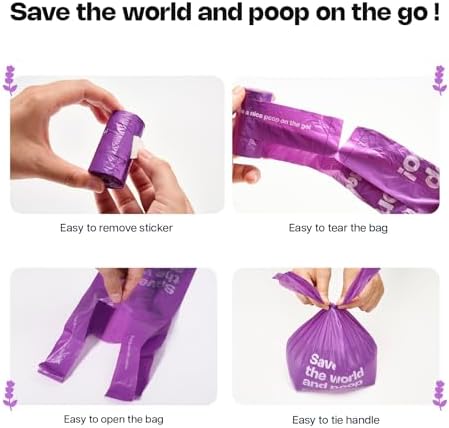Dog Poop Bags with Handles & Holder, 108 Count, Lavender Scented