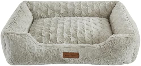 Modern Threads Ultra Soft Plush Pet Bed for Medium Dogs with Elegant Texture and Stylish Design, Removable Washable Cover, Grey, (28" L x 21" W x 9" Th)
