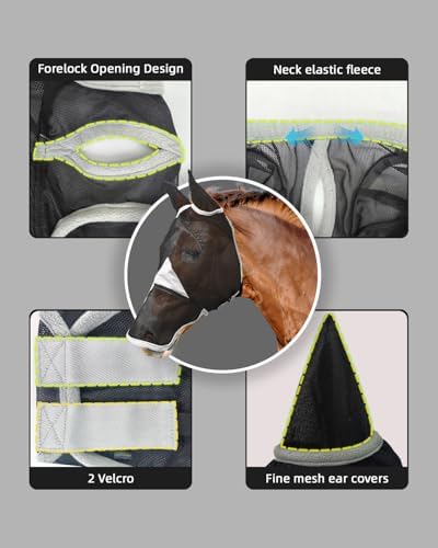 Hilltown Horse Fly Mask with Nose Cover - Pony, Grey