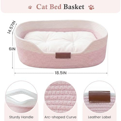 YOUDENOVA Cat Bed, Stimulicat Handwoven Cat Basket with Cushion