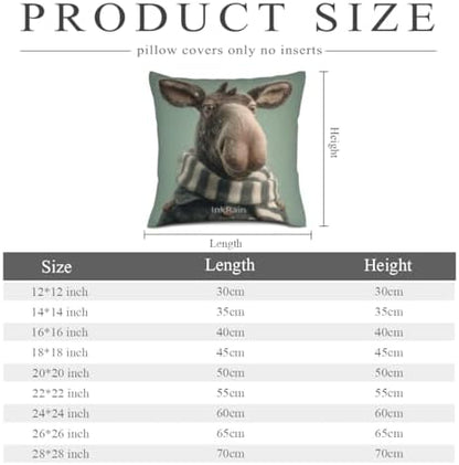 InkRain Winter Animal Cute Moose Pillow Cover 24x24 Inch Set of 2 Home Decor Decorative Cotton Linen Illustration Pillowcases for Living Room House Sofa