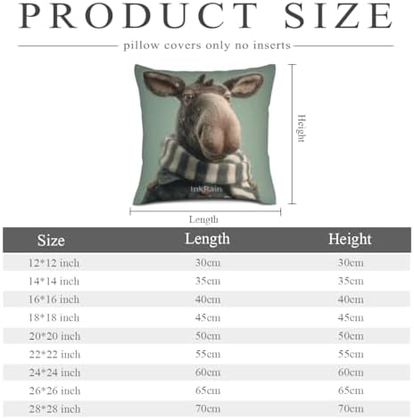 InkRain Winter Animal Cute Moose Pillow Cover 22x22 Inch Set of 2 Home Decor Decorative Cotton Linen Illustration Pillowcases for Living Room House Sofa