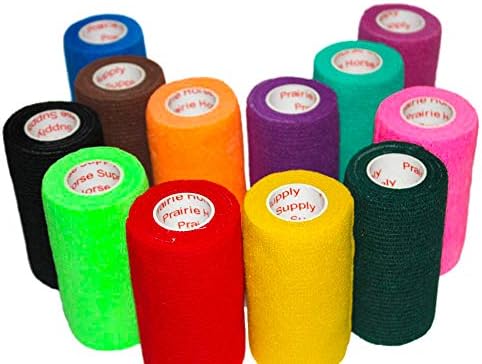 3 Inch Vet Wrap Tape Bulk (Assorted Colors) (Pack of 6) Self Adhesive Adherent Adhering Flex Bandage Grip Roll for Dog Cat Pet Horse