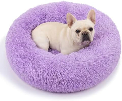 nononfish Small Dog Bed,Plush Calming Donut Pet Bed for Puppies