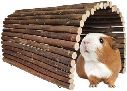 Guinea Pig Hideout Rabbit Hide Rat Cage Accessories Extra Large Wooden Tunnel Hut Hideaway for Pig Hideout Tortoise Hedgehog Ferret and Chinchilla