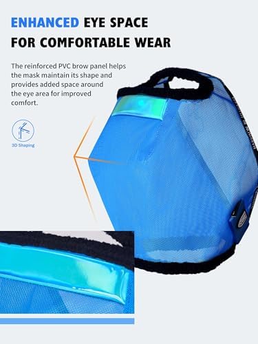 Harrison Howard Reinforced Horse Fly Mask with Mirror PVC Brow Support, Enhanced Eye Space, UV Protection Sky Blue S