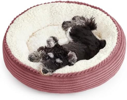Love's cabin Round Donut Cat and Dog Cushion Bed, 24in Pet Bed for Small or Medium Dogs, Anti-Slip & Water-Resistant Bottom, Soft Durable Fabric Pet Beds, Washable Calming Cat Bed Dusty Rose