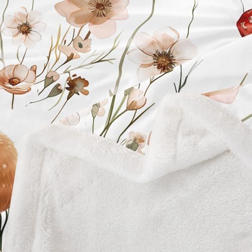 Erosebridal Kids Llama Alpaca Blanket Throw 90"x90",Kawaii Mushroom Blankets and Throws for Girls Women,Wildlife Animal Print Fleece Blanket Farmhouse Floral Sherpa Blanket for Bed Couch Decor