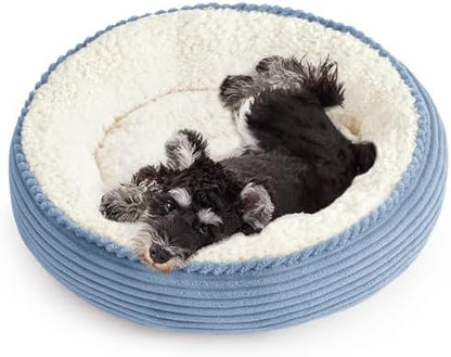 Love's cabin Round Donut Cat and Dog Cushion Bed, 24in Pet Bed for Small or Medium Dogs, Anti-Slip & Water-Resistant Bottom, Soft Durable Fabric Pet Beds, Washable Calming Cat Bed Sky Blue