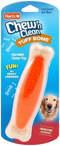 Hartz Chew 'n Clean Tuff Bone Bacon Scented Dental Dog Chew Toy - Large