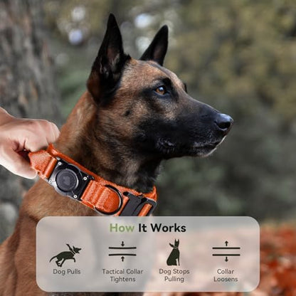 2026 Upgrade Waterproof Tactical AirTag Dog Collar, Built in AirTag Holder