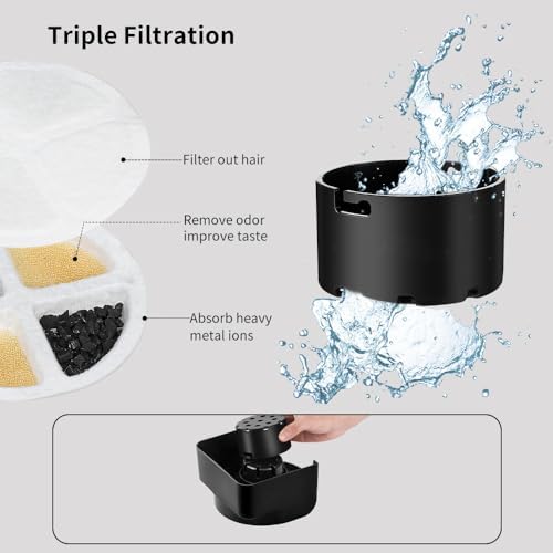 Marchul 1 Gallon Cat Water Dispenser, Automatic Gravity Dog Water Bowl Dispenser with 3 Filters, Stainless Steel Large Capacity Cat Waterer for Cats and Small Dogs (3 Filters) 3.8L