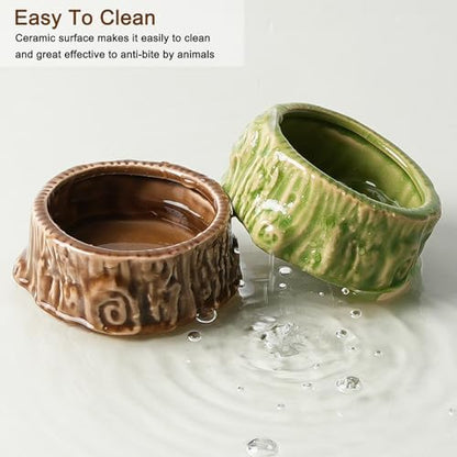 2 Pack Ceramic Hamster Food Bowl Anti-Tip Chew-Proof Water Dish