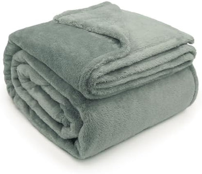 DEZ FURNISHINGS Ultra Soft Plush Fleece Throw Blanket, Double Sided Cozy Thick Warm Blanket for Sofa & Bed, Throw XL (60" x 70"), Sage Green