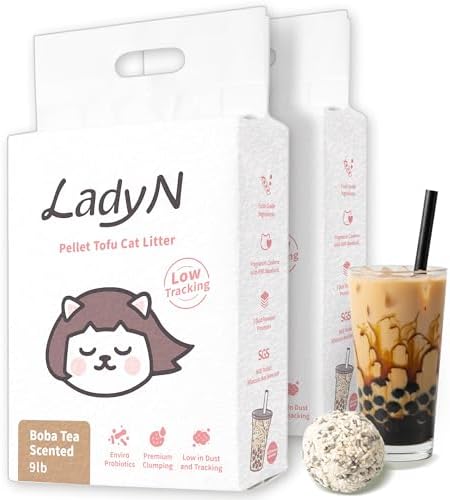 Lady N Pellet Tofu Cat Litter, Boba Tea, Strong Clumping, Low Tracking 18lb