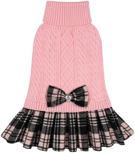 KYEESE Dog Sweater Dress for Small Medium Dogs Turtleneck Thick Knit