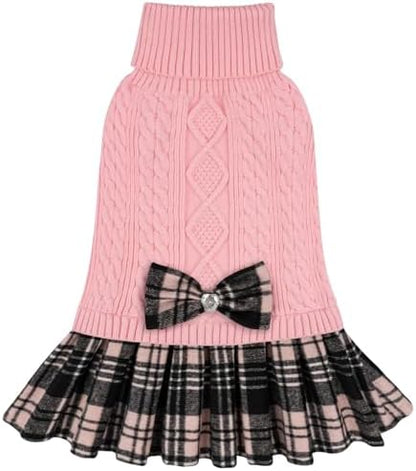 KYEESE Dog Sweater Dress for Small Medium Dogs Turtleneck Thick Knit